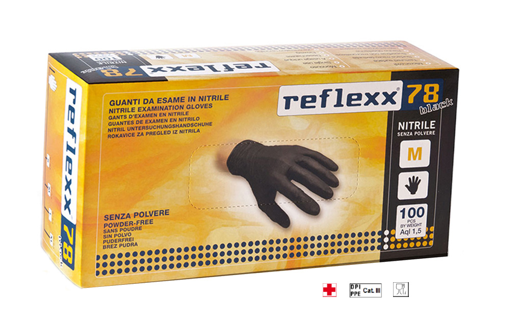 MANUSI PREMIUM NEGRE NITRIL FARA PUDRA (100 BUC) MARIMEA M