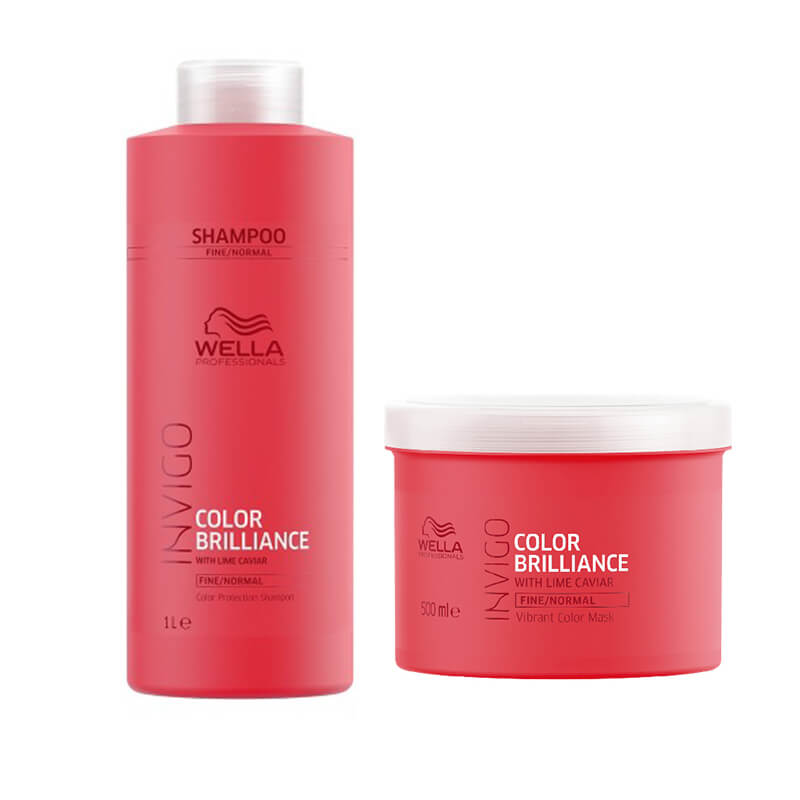 Wella Professionals Invigo Brilliance Set Fine-Normal Sampon 1000ml + Masca 500ml