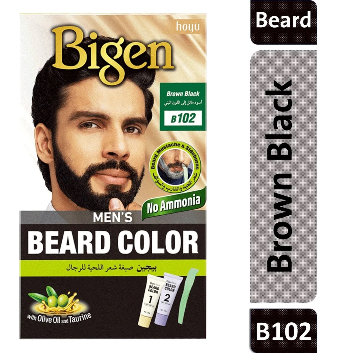 Bigen Beard Color 102 Brown Black - vopsea profesionala barba