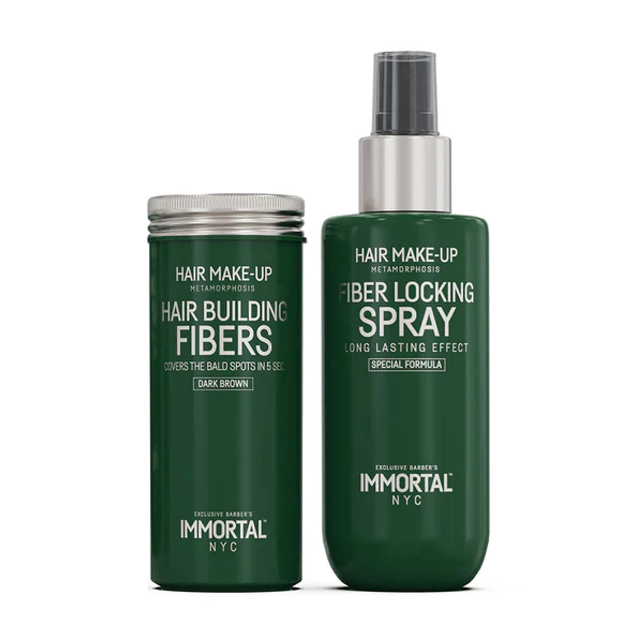 Immortal NYC Hair Building Fibers Set Black - pudra pentru mascarea cheliei 20gr plus spray de fixare 150ml - negru