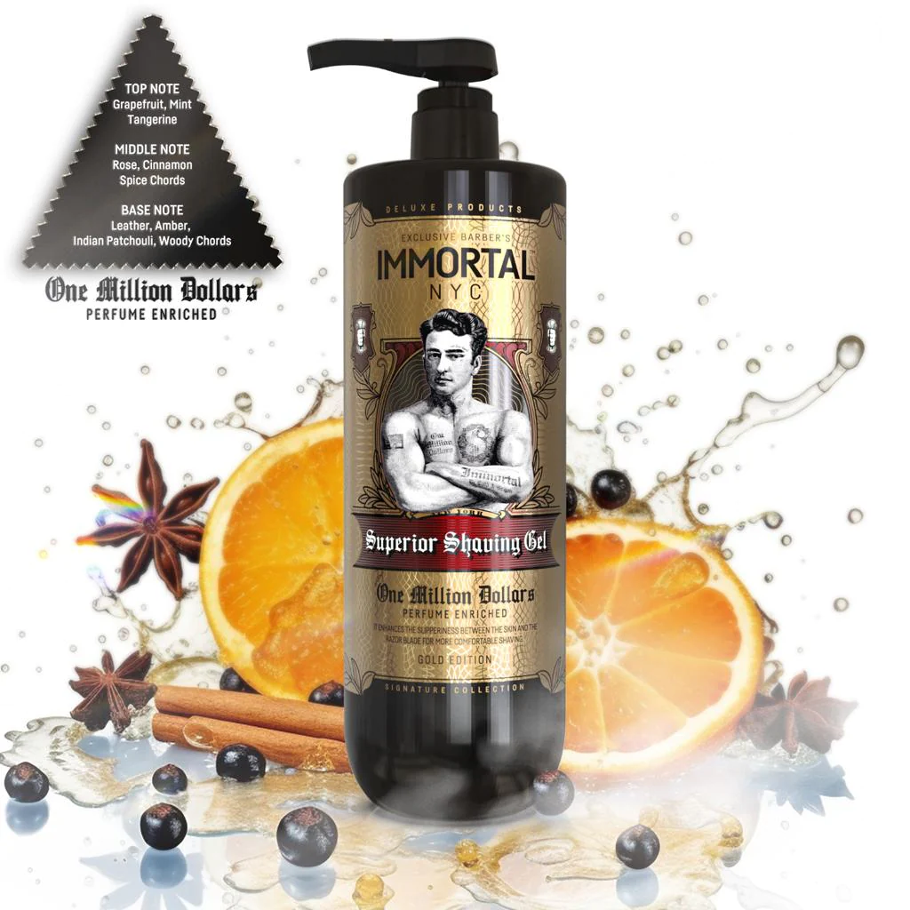 Immortal NYC One Million Dollars Superior Shaving Gel - gel de ras 1000ml (gold edition)