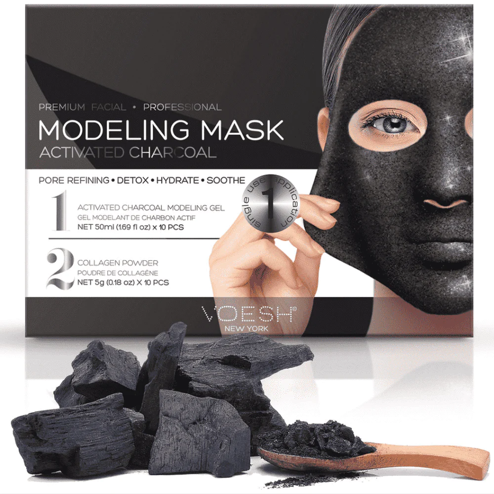 Voesh Gel Modeling Mask Activated Charcoal - masca faciala carbune activ 2 pasi
