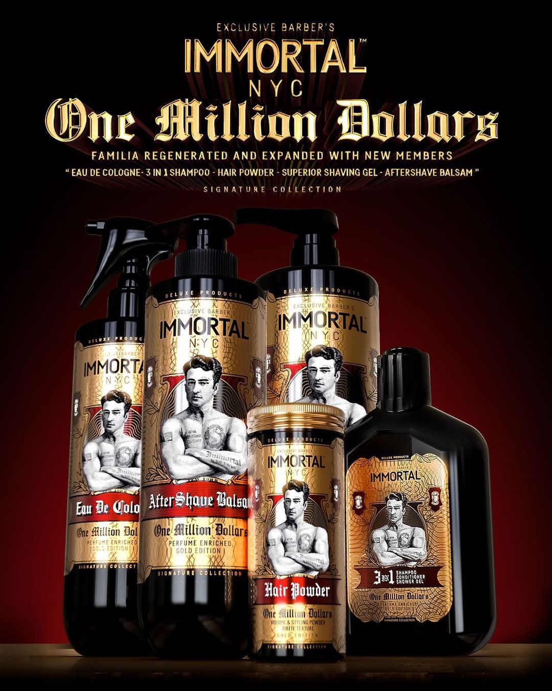 Immortal NYC One Million Dollars Gold Collection - set 5 produse ingrijire masculina