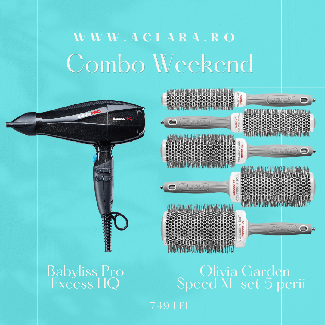Babyliss Pro Excess HQ 2600W - uscator de par profesional plus Olivia Garden Speed XL - set 5 perii coafat
