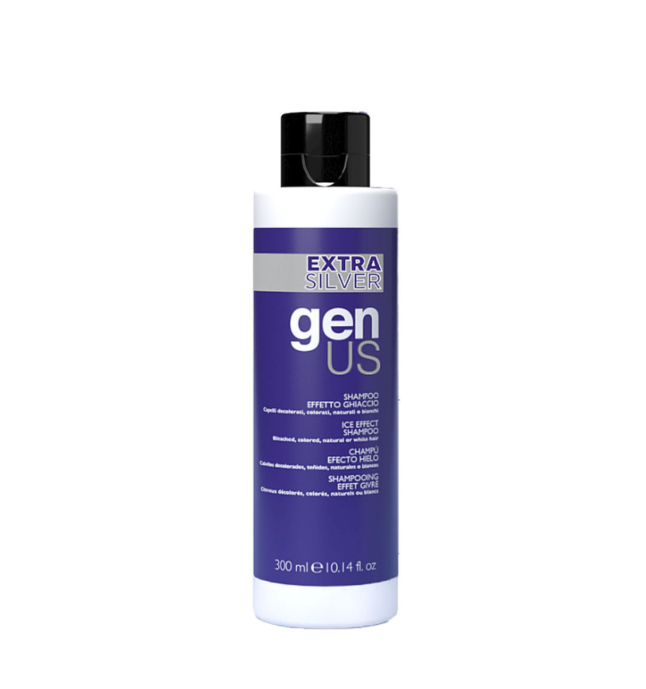 Sampon Genus Extra Silver Ice Effect 300ml – pentru par blond, decolorat sau alb